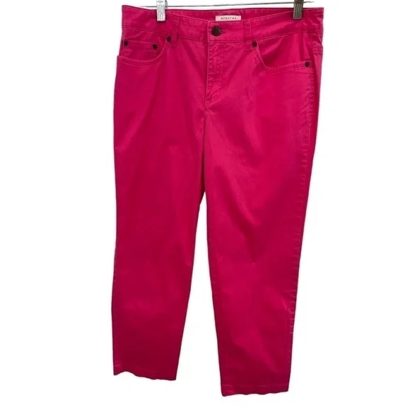 JONES New York Sport Pink Cotton Spandex Classic Jeans Barbiecore Size 8 - Picture 2 of 5